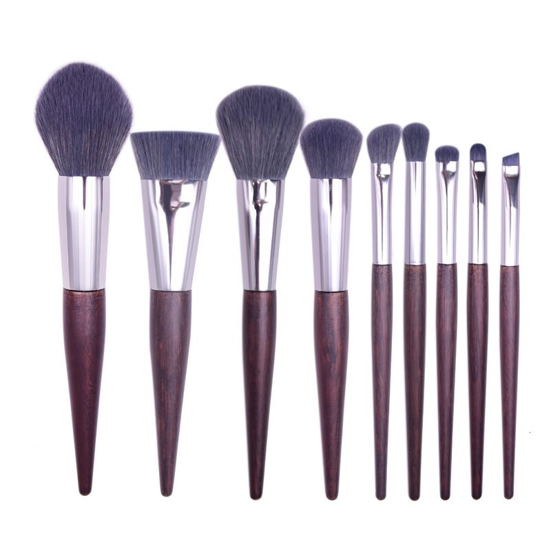 Facotry Sell Wood handle 9pcs makeup brush set